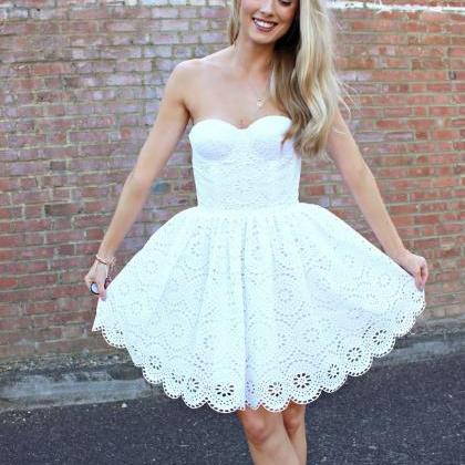 Cute White Lace Short 2018 Homecoming Dress,lace Birthday Party Dress ...