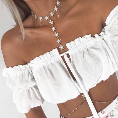 Ruffled Off-the-Shoulder Cropped Top 