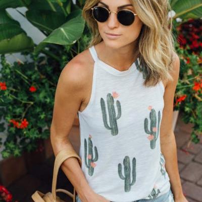 Cactus Sleeveless T-shirt,halter T shirt 