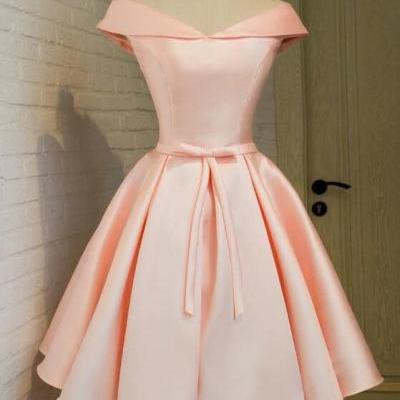 2017 Cute A Line Pink Homecoming Dress,Off Shoulder Short Party Dress,Lace Up Graduation Dress,Bridesmaid Dress