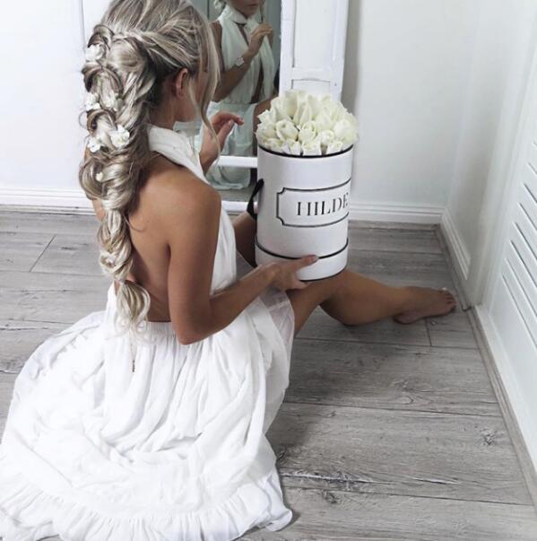 White Long Sleeves High Neck Sequins Prom Dress with Keyhole