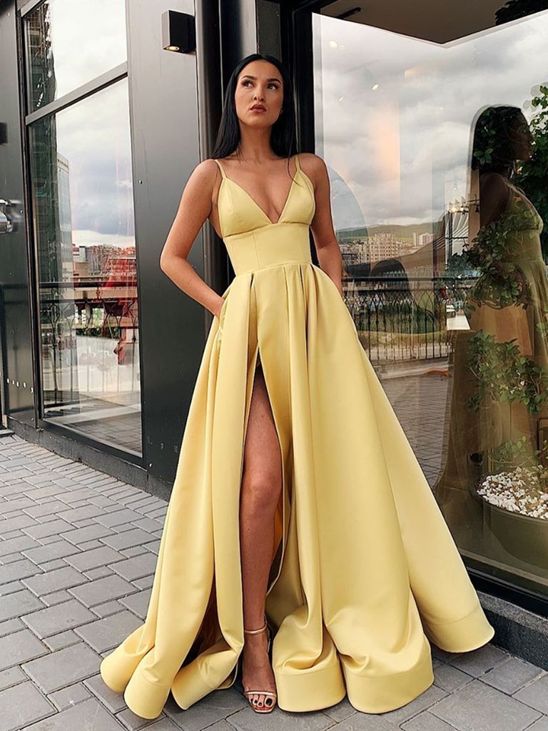 glamorous yellow dress