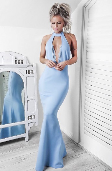 halter keyhole prom dress