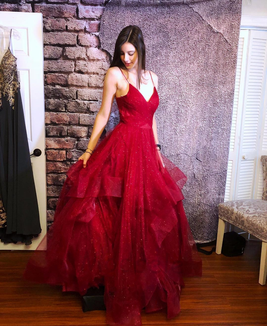 red princess ball gown