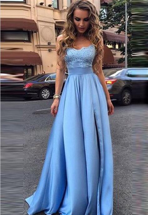 light blue prom dress with slit